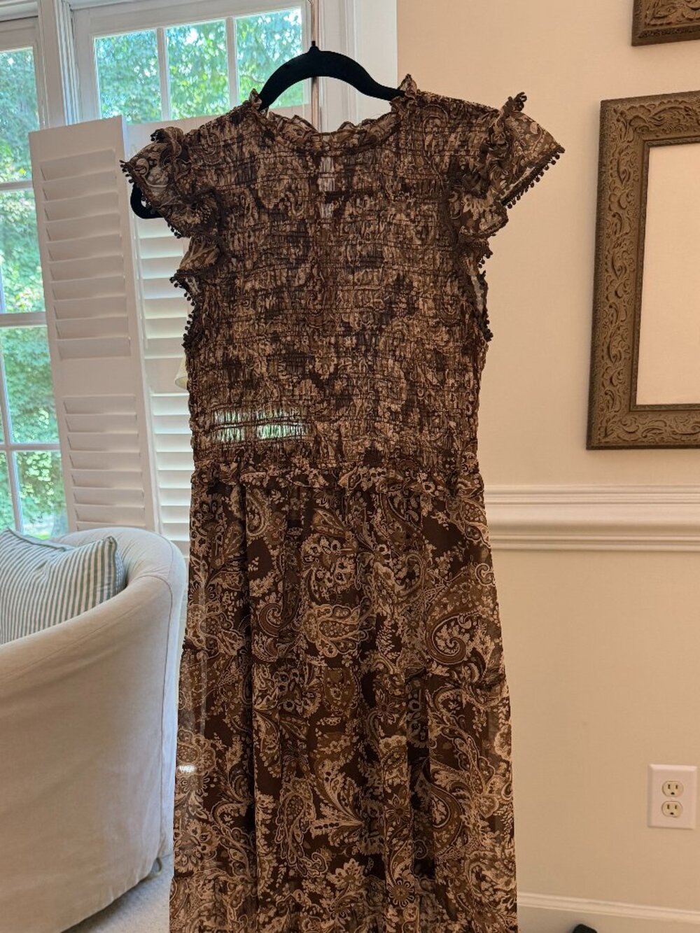 Moon River Paisley Brown Midi Dress M